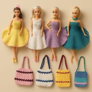 Handmade Teal Crochet Dress with Barbie